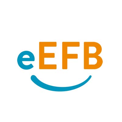 Logo bestehend aus vier Buchstaben eEFB und einem verbindenden Bogen darunter